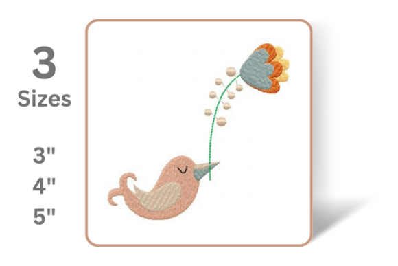 Charming Cute Bird with Flower Embroidery