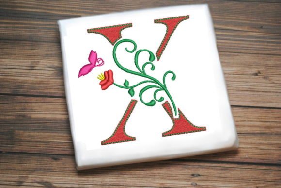 Charming Floral Letter X with Butterfly