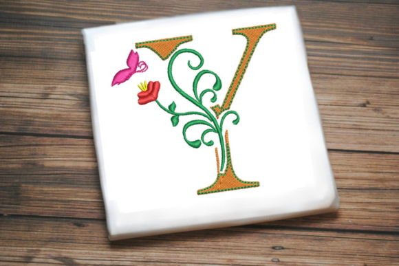 Charming Floral Letter Y with Butterfly