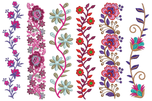 Dainty Floral Borders Set: A Versatile Embroidery Design