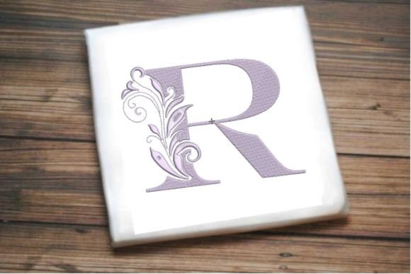 Elegant Floral Alphabet Letter R for Embroidery