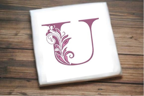 Elegant Floral Alphabet Letter U: A Charming Embroidery Design