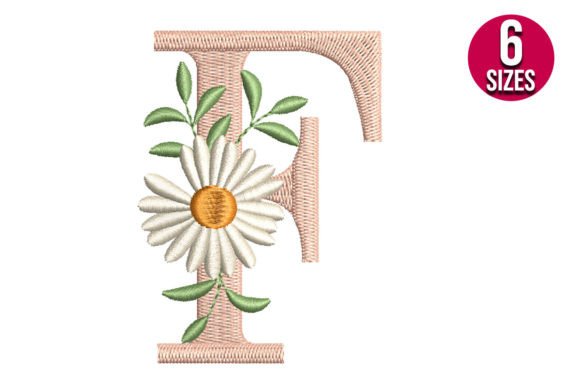 Floral Alphabet Letter F: A Charming Embroidery Design