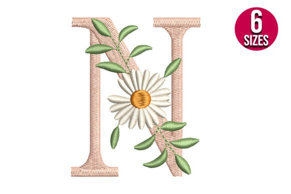 Floral Alphabet Letter N: A Charming Embroidery Design