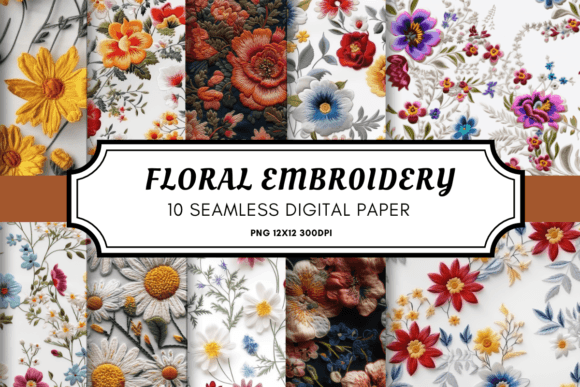 Floral Embroidery Seamless Pattern for Holidays