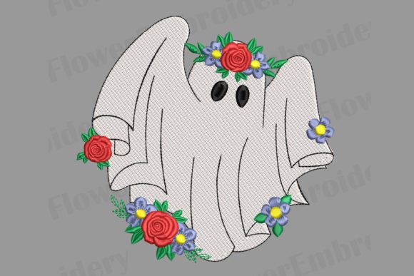 Floral Ghost: A Whimsical Embroidery Delight