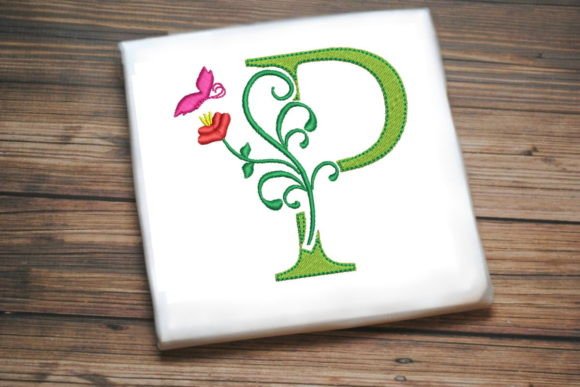Floral Letter P with Butterfly: A Charming Design