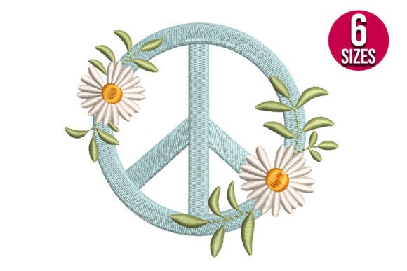 Floral Peace Sign: A Vibrant Embroidery Design