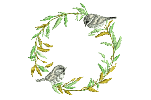 Wreath and Birds: A Premium Embroidery Design